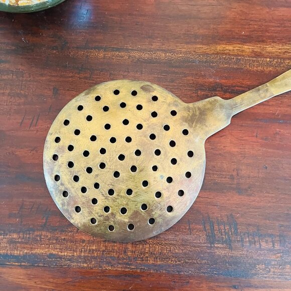 Vintage Solid Brass Skimmer Patina Gallery Wall Cottagecore European Farmhouse - Picture 6 of 6